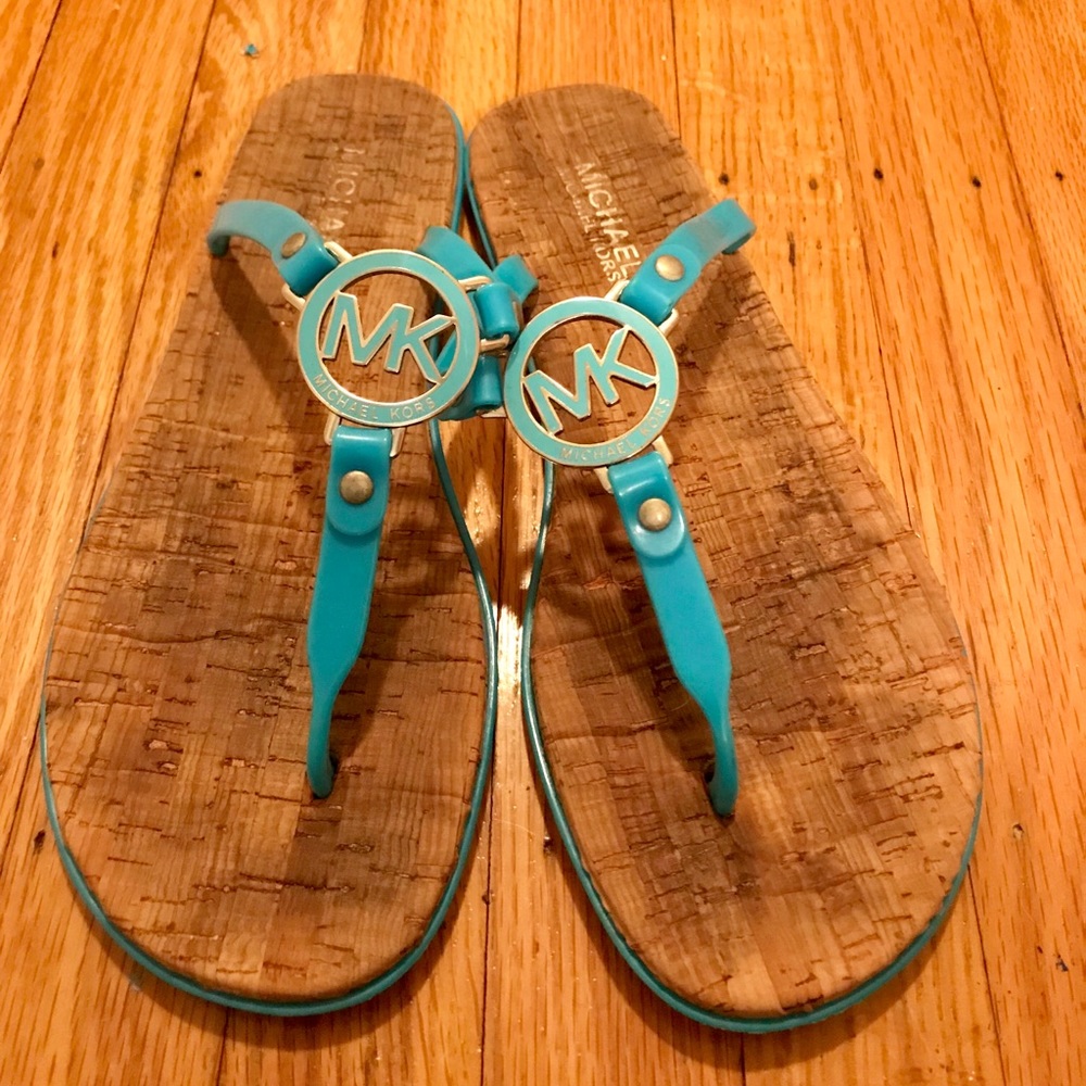 Aqua blue gel MK sandals